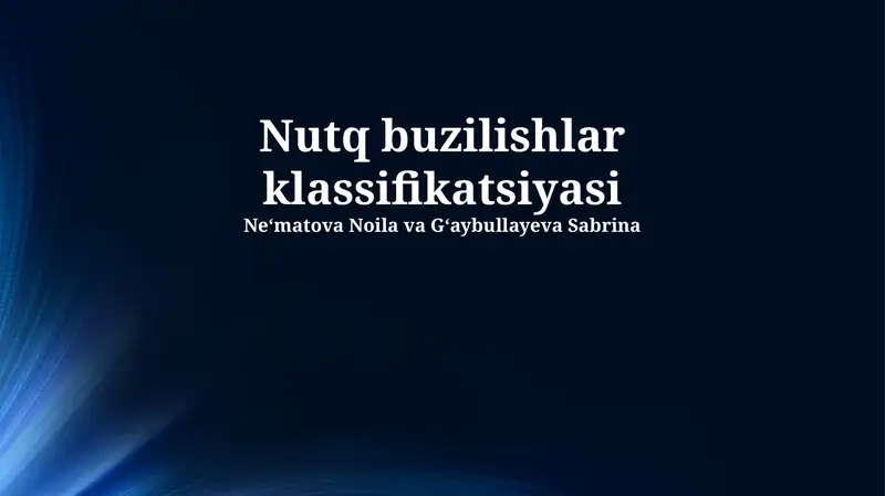 Nutq buzilishlar klassifikatsiyasi