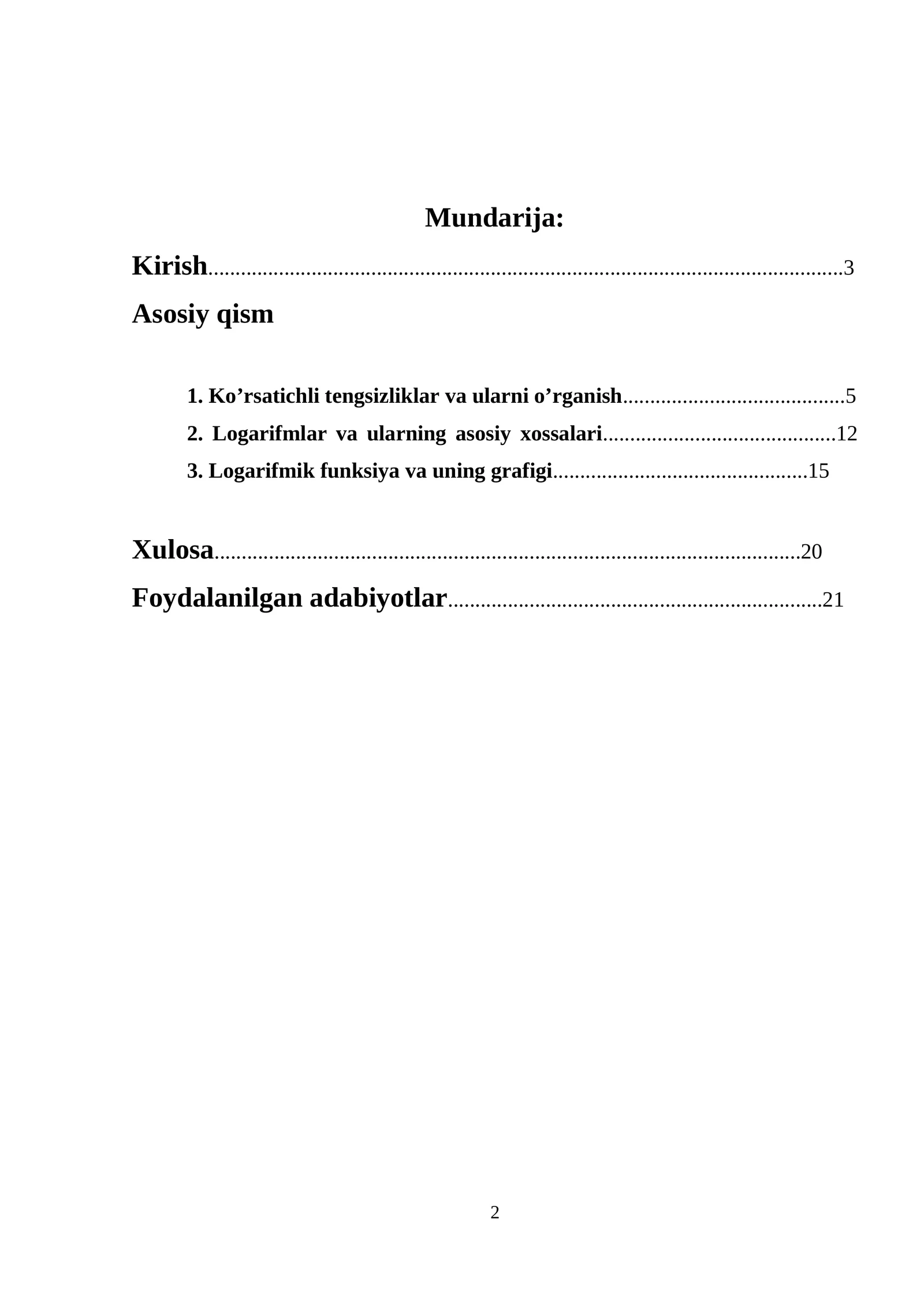 Ko’rsatichli tengsizliklar va ularni o’rganish