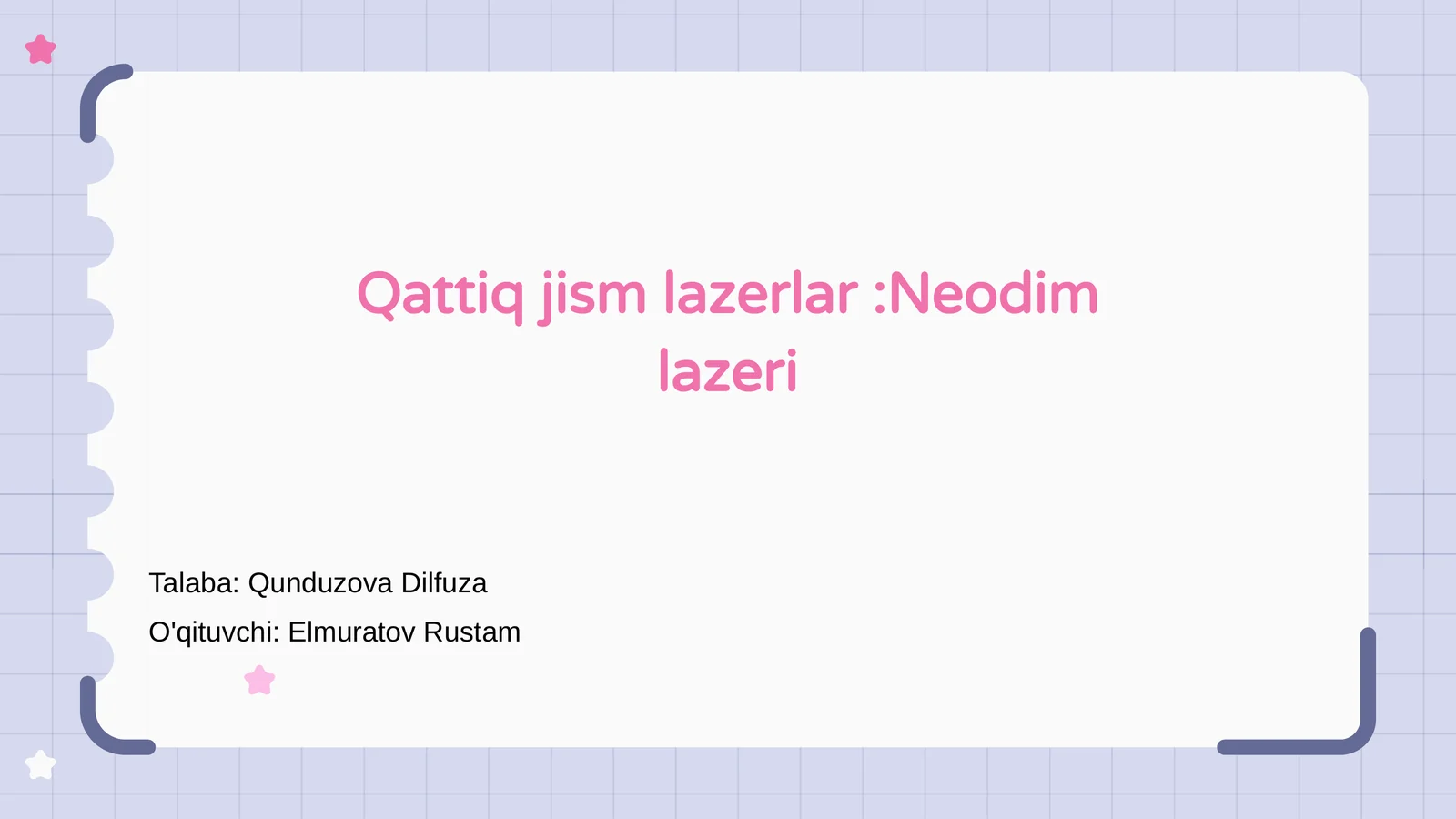 Qattiq Jism Lazerlar: Neodim lazeri