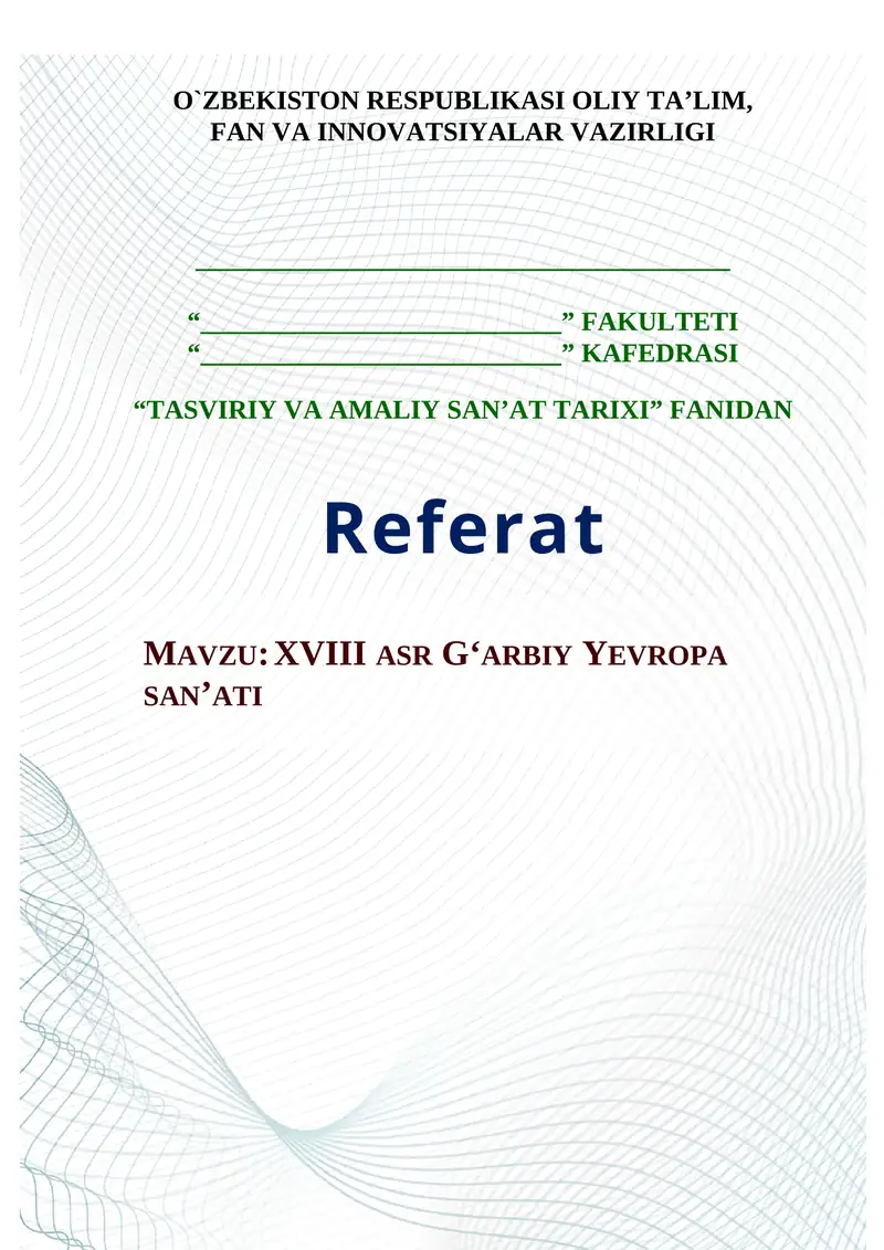 XVIII ASR G‘ARBIY YEVROPA SAN’ATI