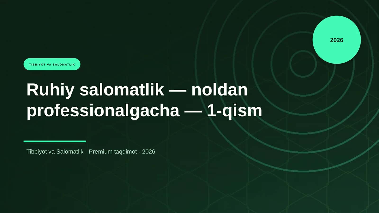 Ruhiy salomatlik — noldan professionalgacha — 1-qism