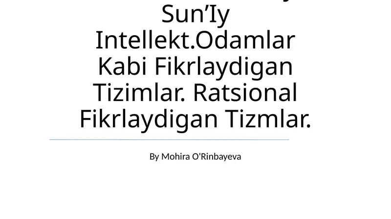 SunʼIy Intellekt Tizimlari