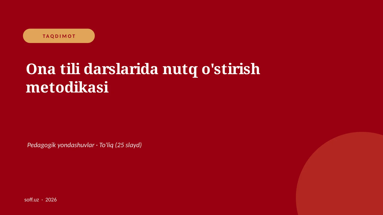 Ona tili darslarida nutq o'stirish metodikasi