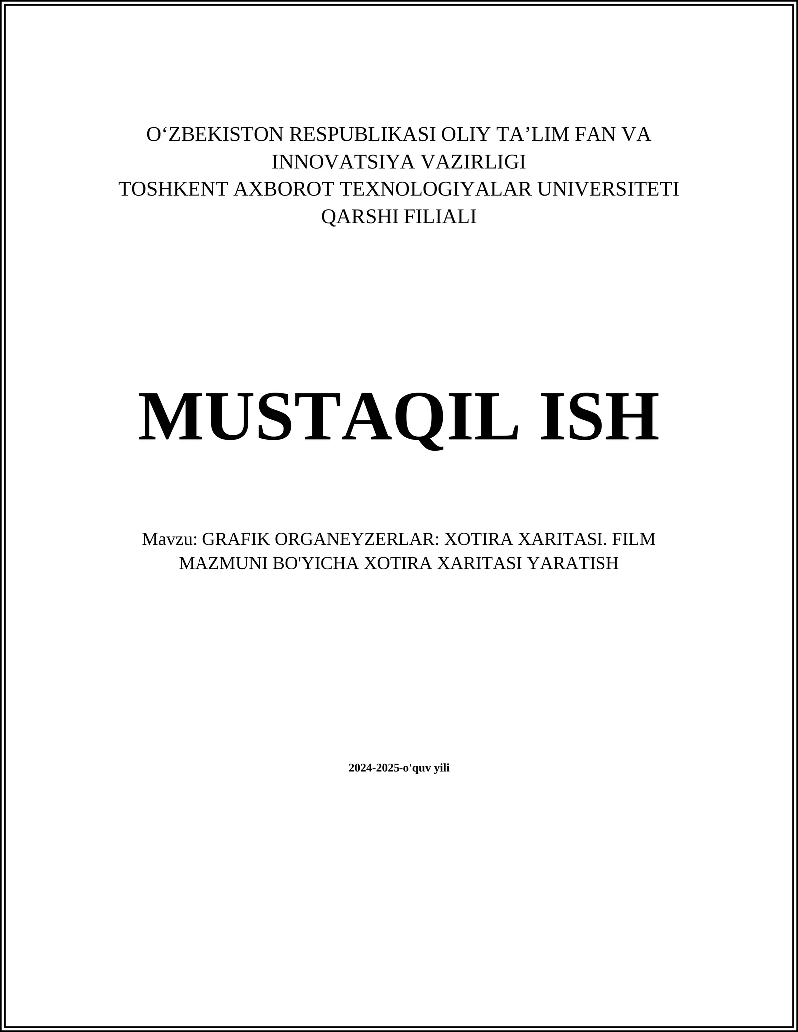 GRAFIK ORGANEYZERLAR: XOTIRA XARITASI. FILM MAZMUNI BO'YICHA XOTIRA XARITASI YARATISH
