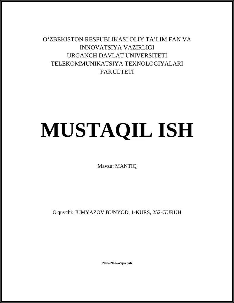Mantiqning asosiy tushunchalari