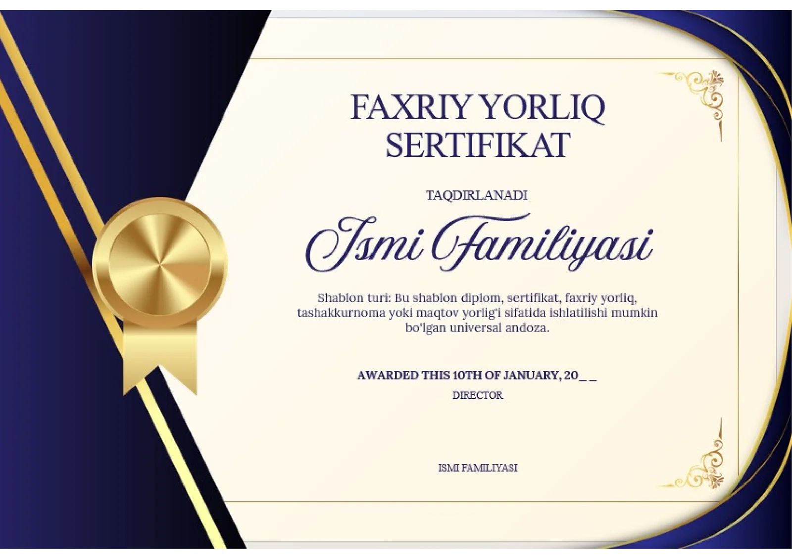 FAXRIY YORLIQ SERTIFIKAT