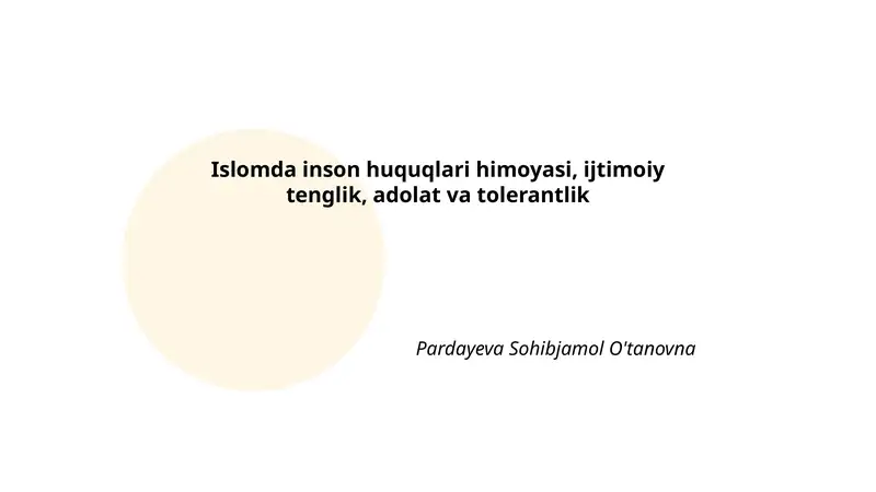 Islomda Inson Huquqlari Himoyasi