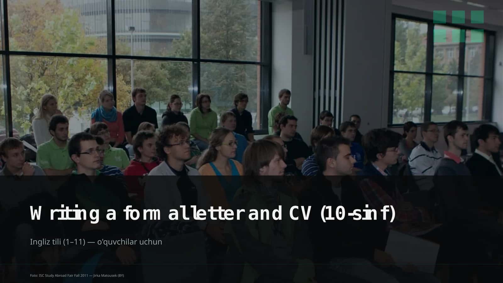 Tags (comma-separated): formal letter, CV, English language
