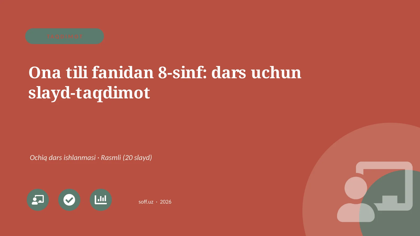 Ona tili fanidan 8-sinf: dars uchun slayd-taqdimot