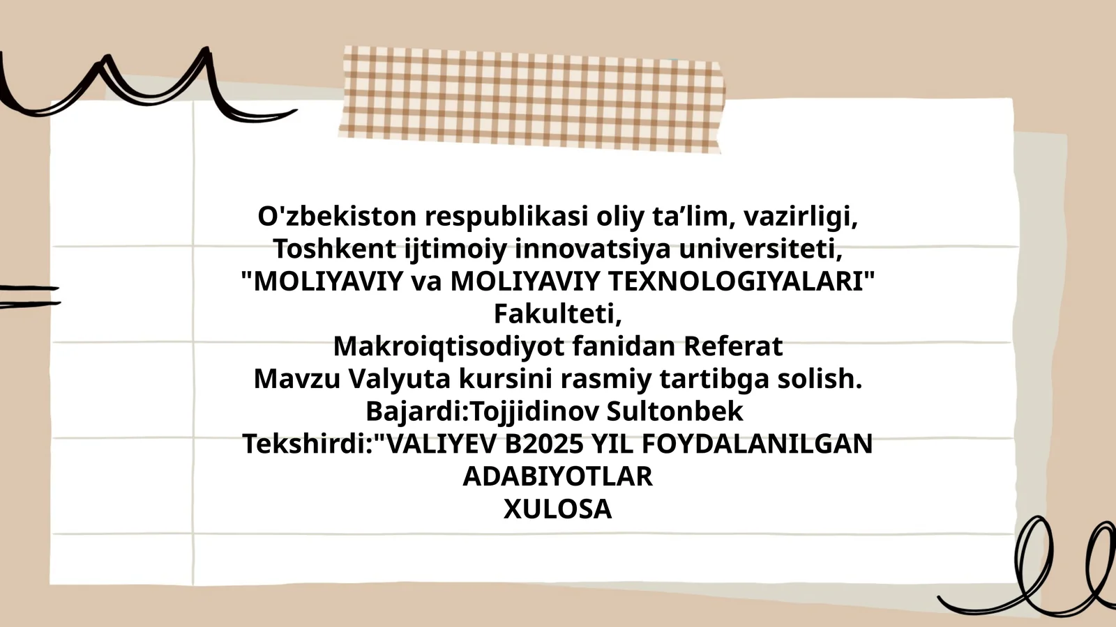 VALIYEV B2025 YIL FOYDALANILGAN ADABIYOTLAR