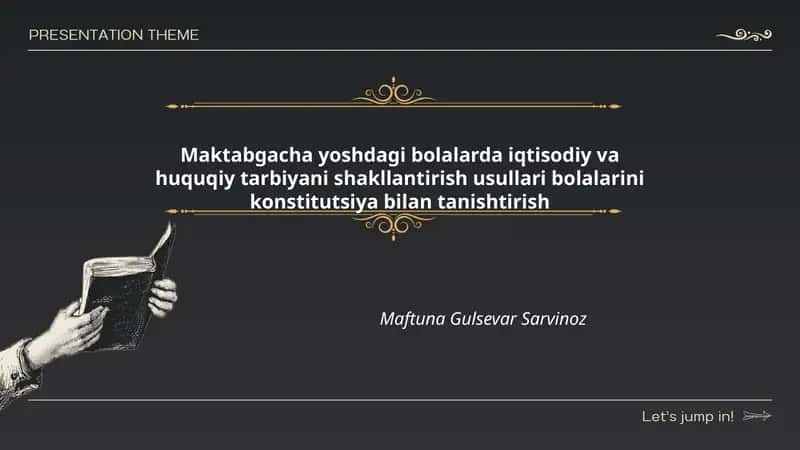 Maktabgacha yoshdagi bolalarda iqtisodiy va huquqiy tarbiyani shakllantirish usullari bolalarini konstitutsiya bilan tanishtirish