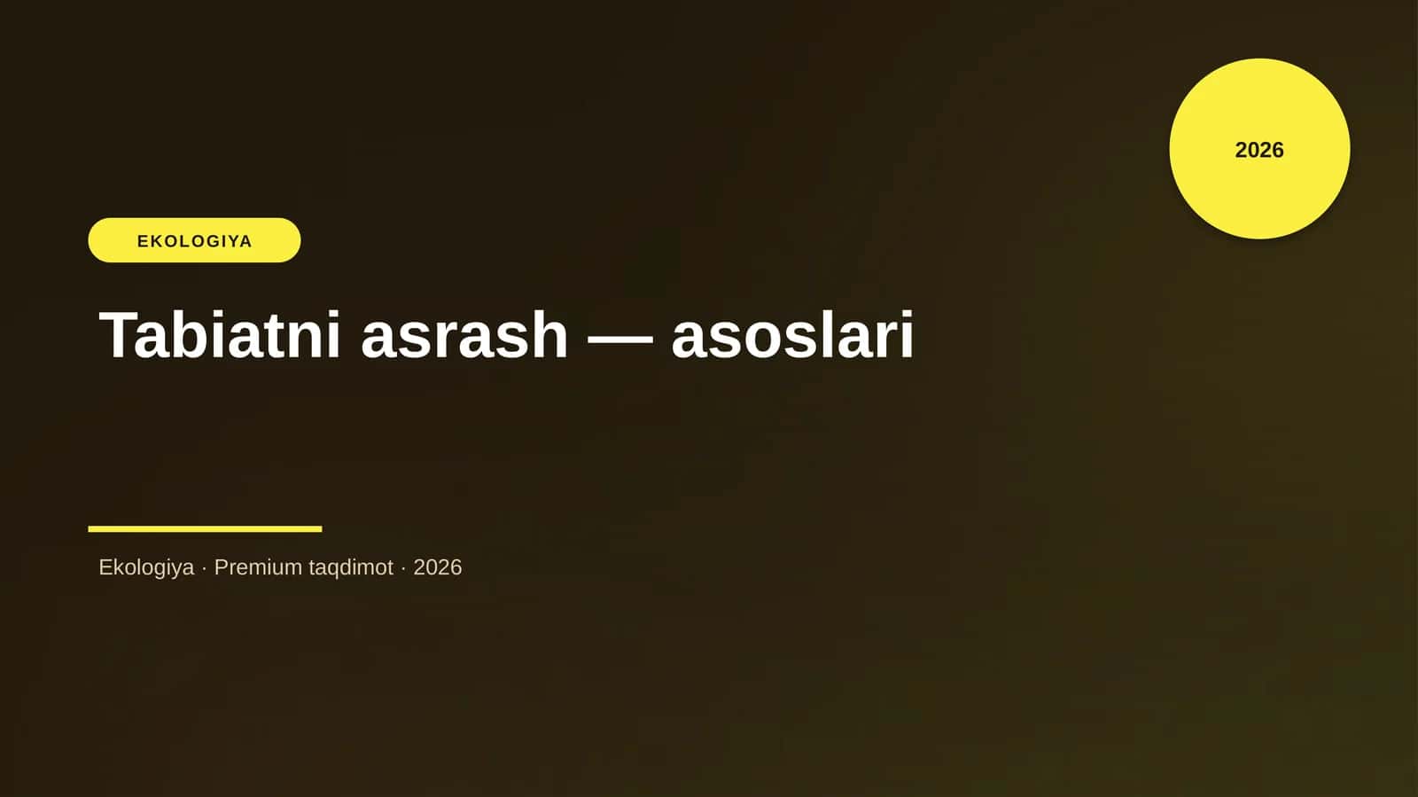 Tabiatni asrash — asoslari