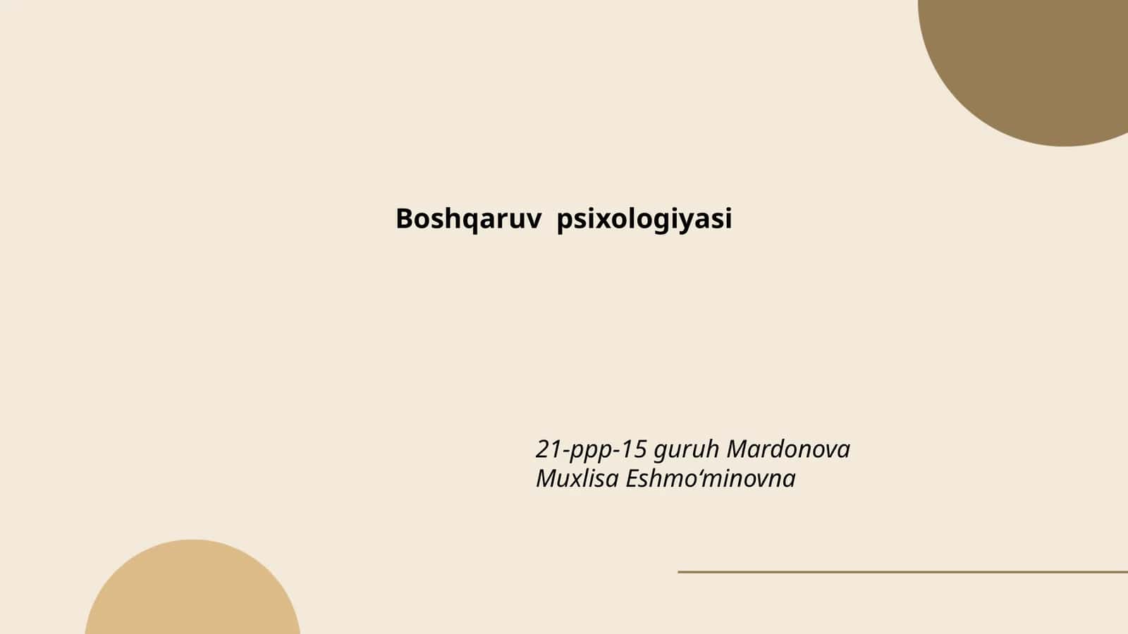 Boshqaruv va liderlik psixologiyasi