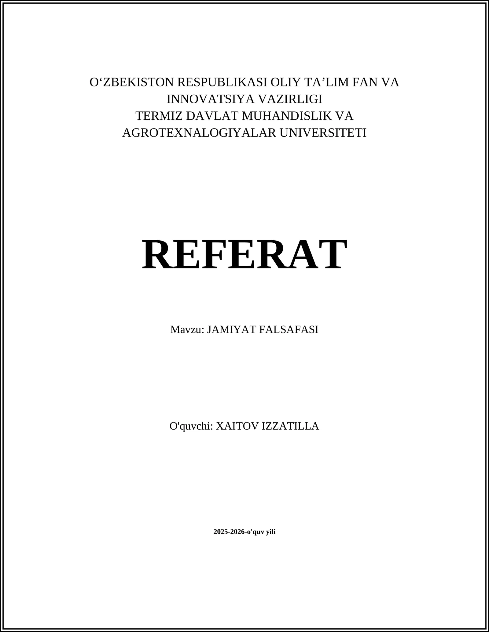 JAMIYAT FALSAFASI