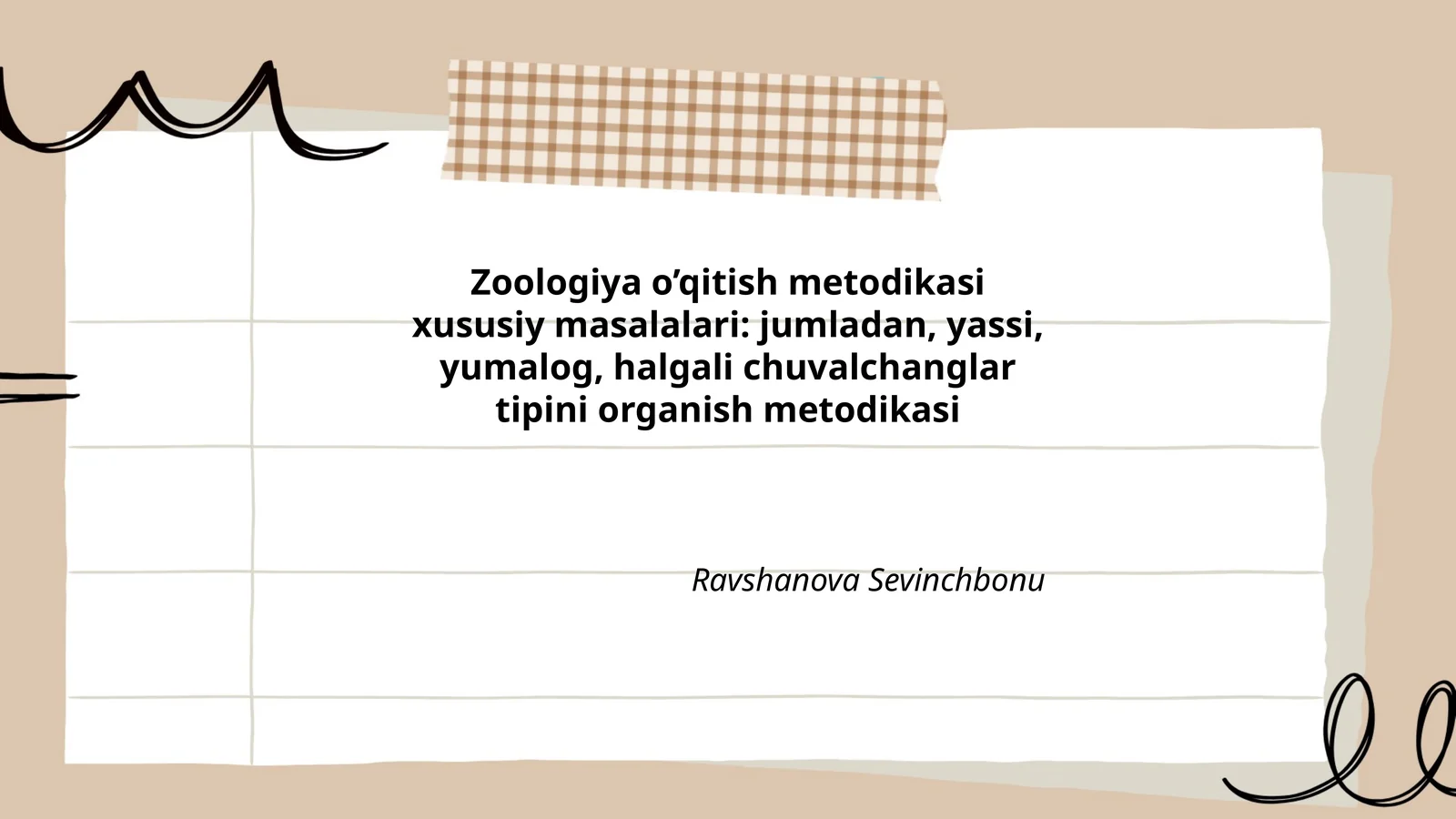 Zoologiya o’qitish metodikasi