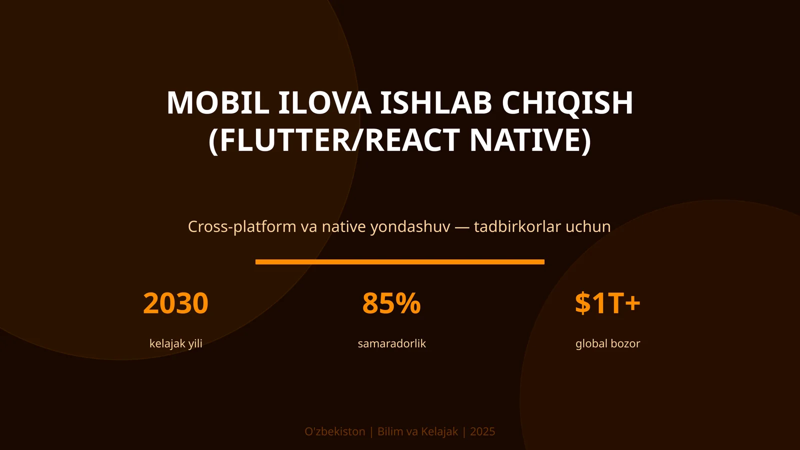 MOBIL ILOVA ISHLAB CHIQISH (FLUTTER/REACT NATIVE)