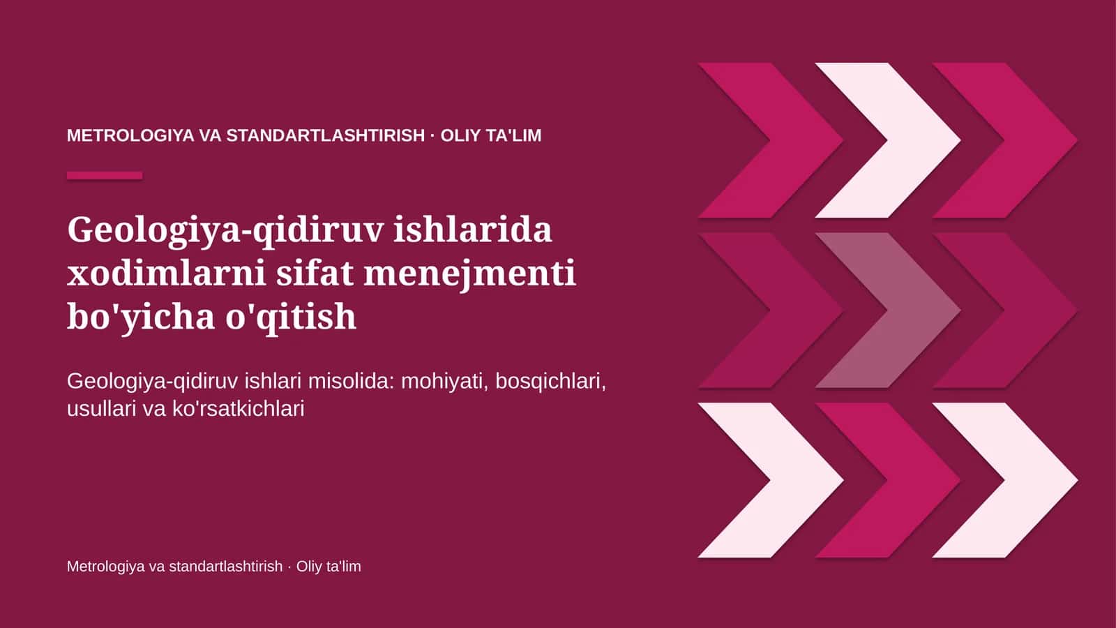 geologiya qidiruv ishlarida xodimlarni sifat menejmenti bo'yicha o'qitish 7726