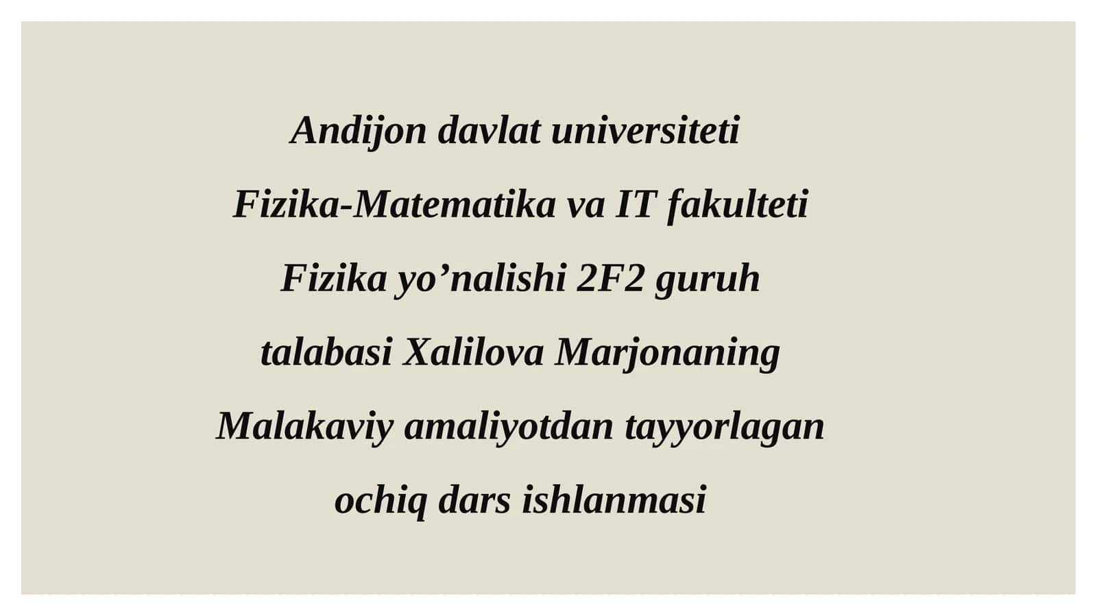 Malakaviy amaliyot dasturi
