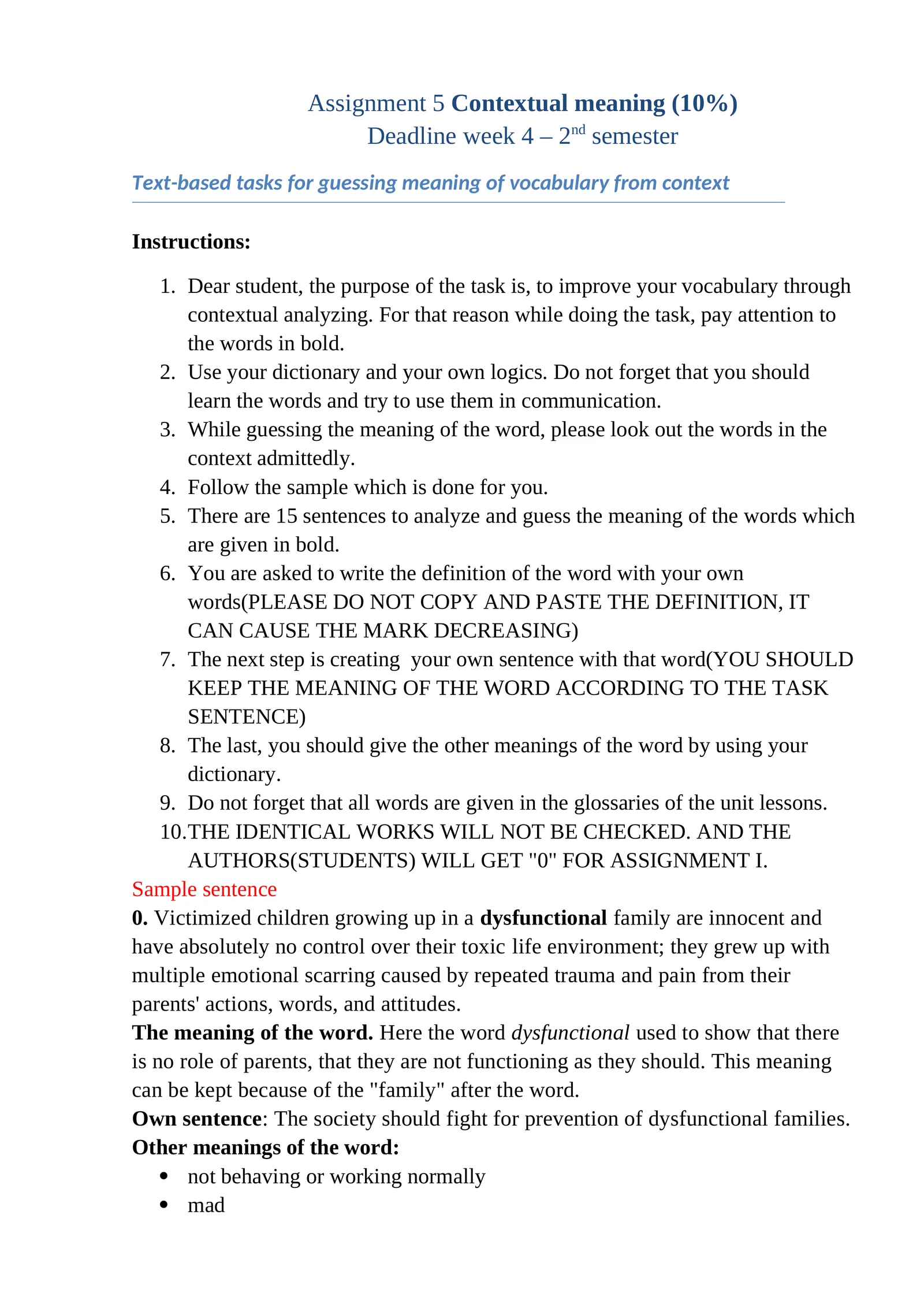 Assignment 5 Contextual meaning