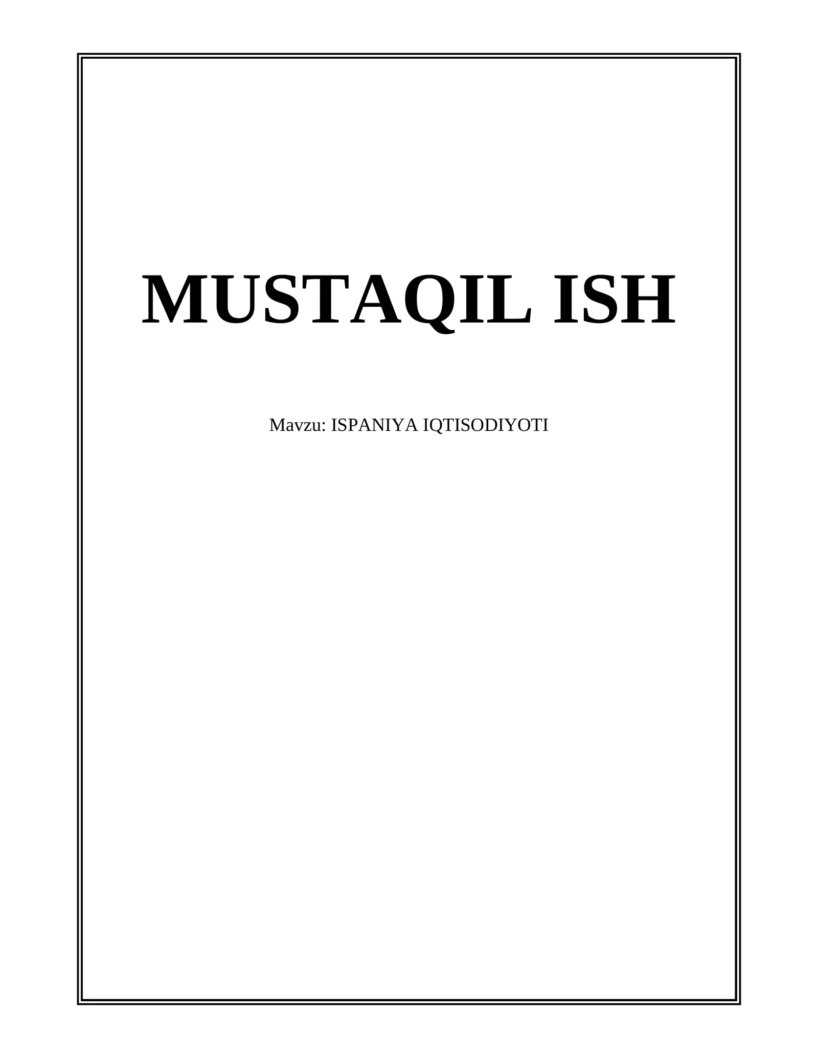 ISPANIYA IQTISODIYOTI