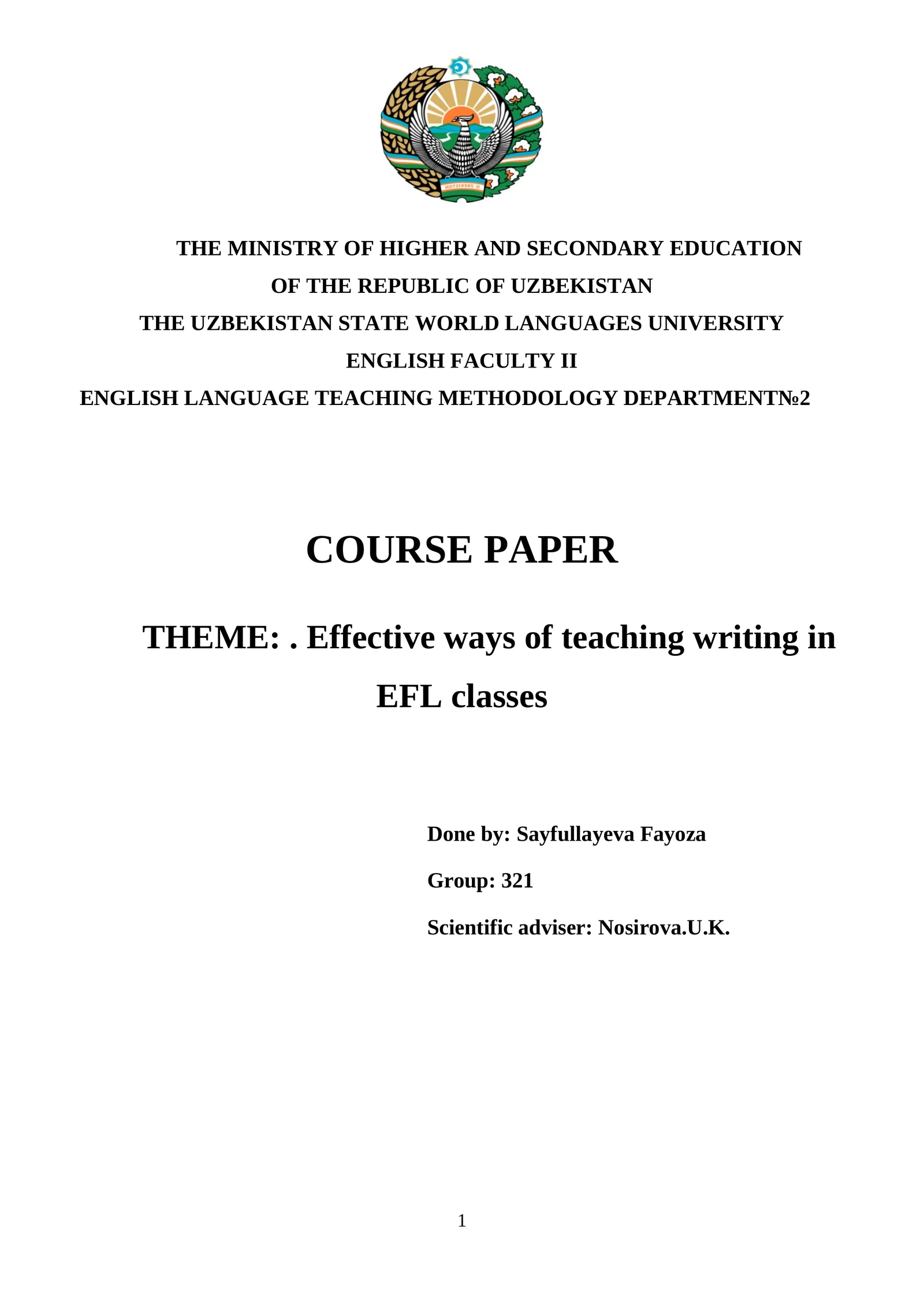 Effective ways of teaching writing in EFL classes