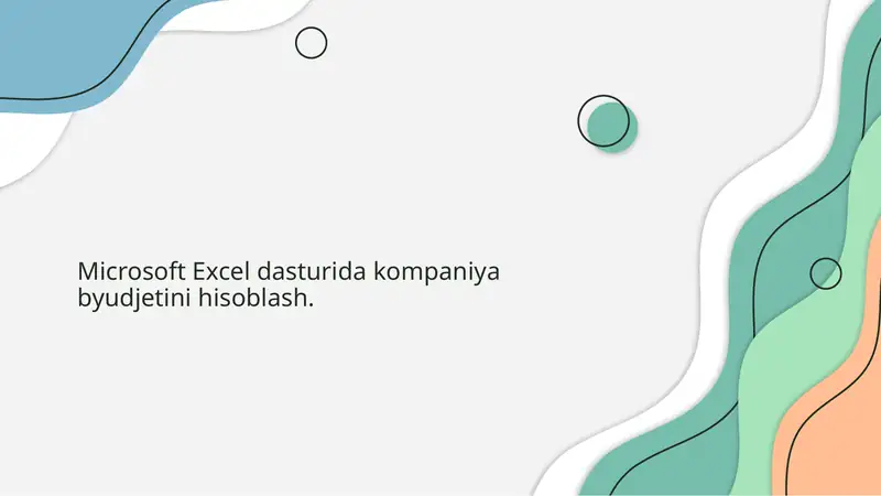 Microsoft Excelda ishlash