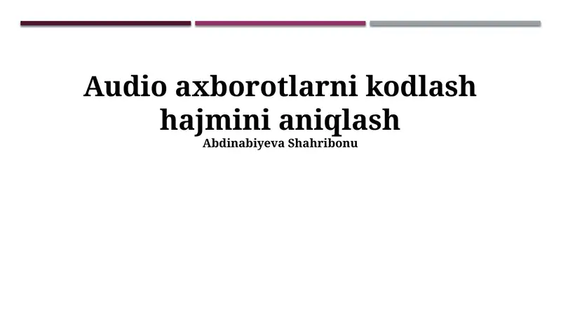 Audio Fayl Hajmini Hisoblash Formulalari