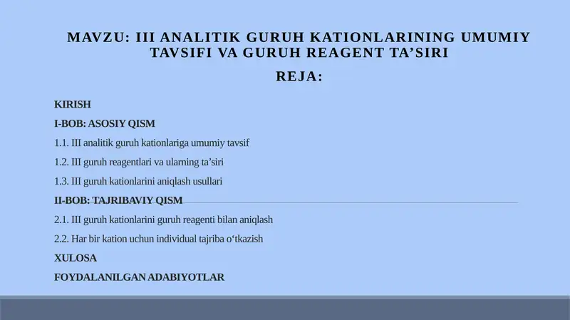 IIIanalitik guruh kationlari