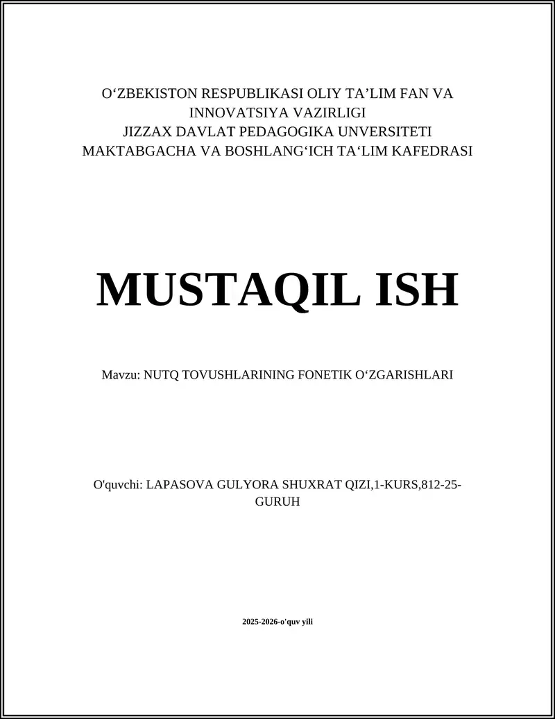 NUTQ TOVUSHLARINING FONETIK O‘ZGARISHLARI