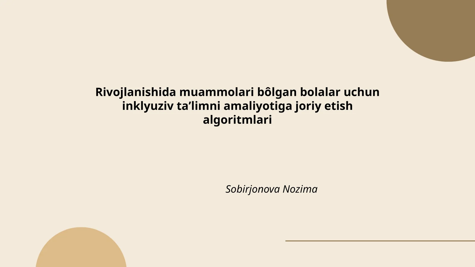 Inklyuziv ta'limni amaliyotiga joriy etish algoritmlari
