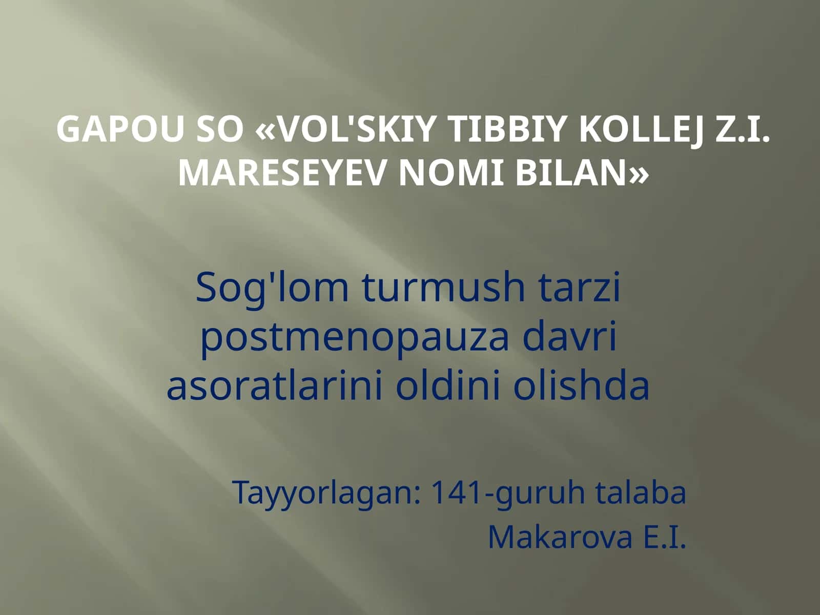 Menopauza davrida sog'lom turmush tarzi