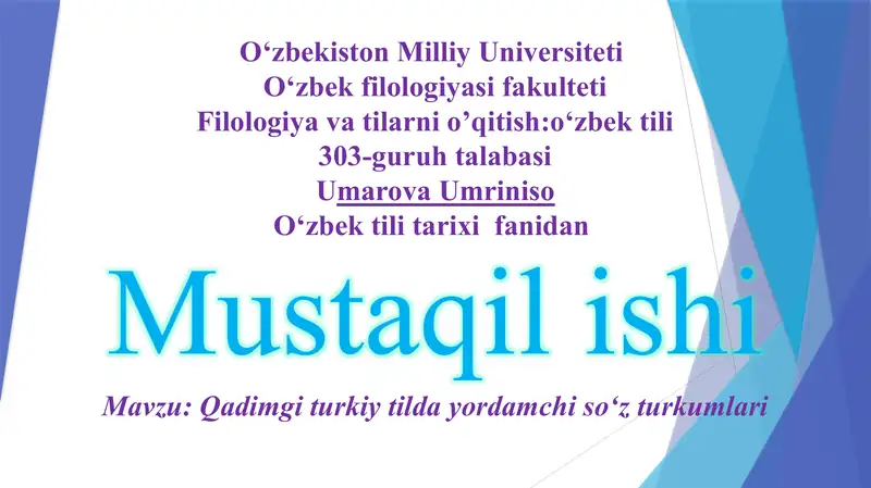Qadimgi turkiy tilda yordamchi so‘z turkumlari