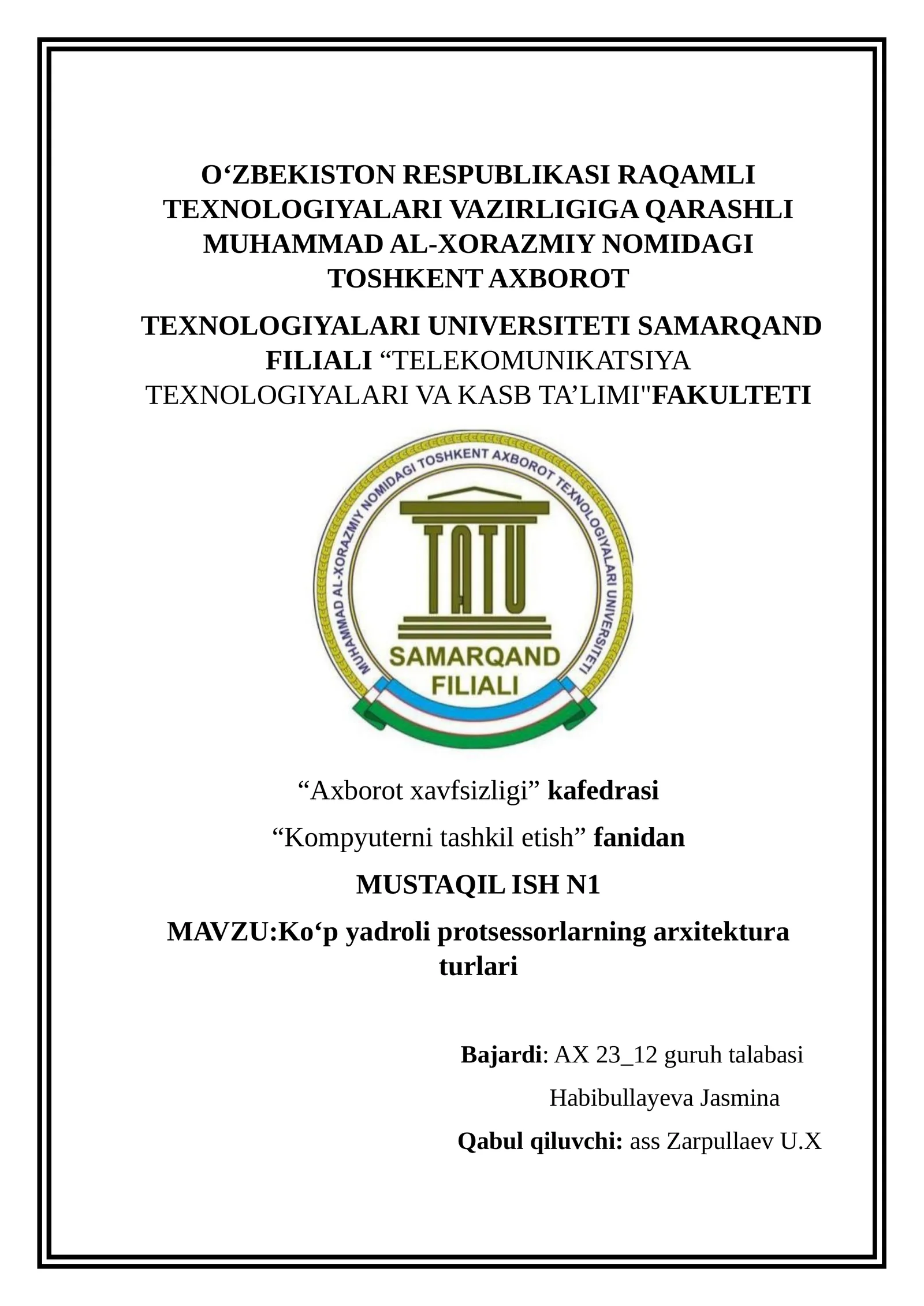 Ko‘p yadroli protsessorlarning arxitektura turlari