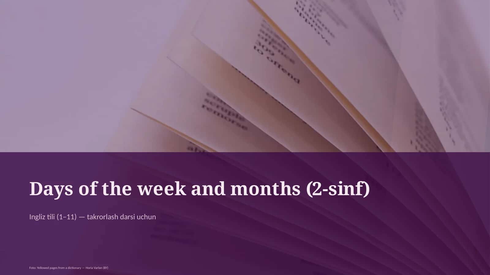 Days of the week and months (2-sinf)
