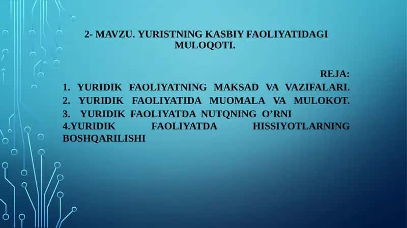 Yuridik faoliyatning muloqoti