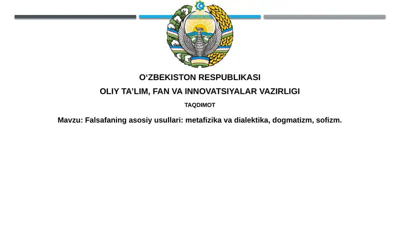 Falsafaning asosiy usullari: Metafizika va dialektika