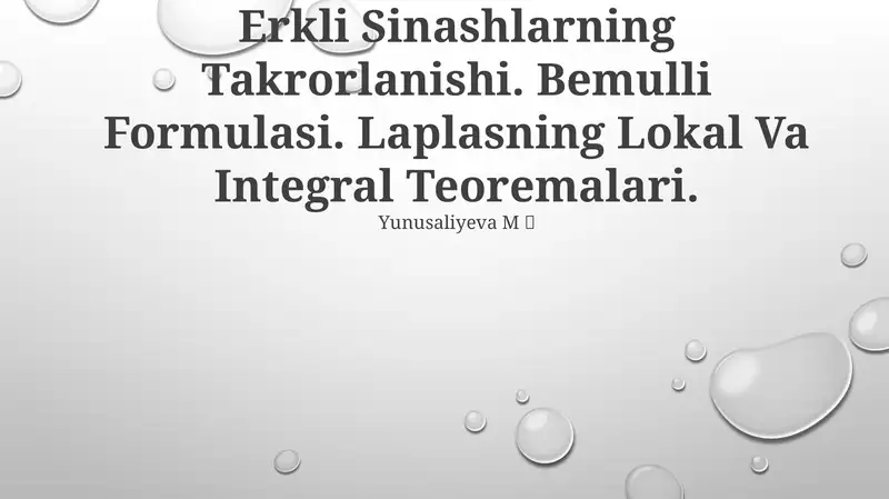 Erkli Sinashlarning Takrorlanishi