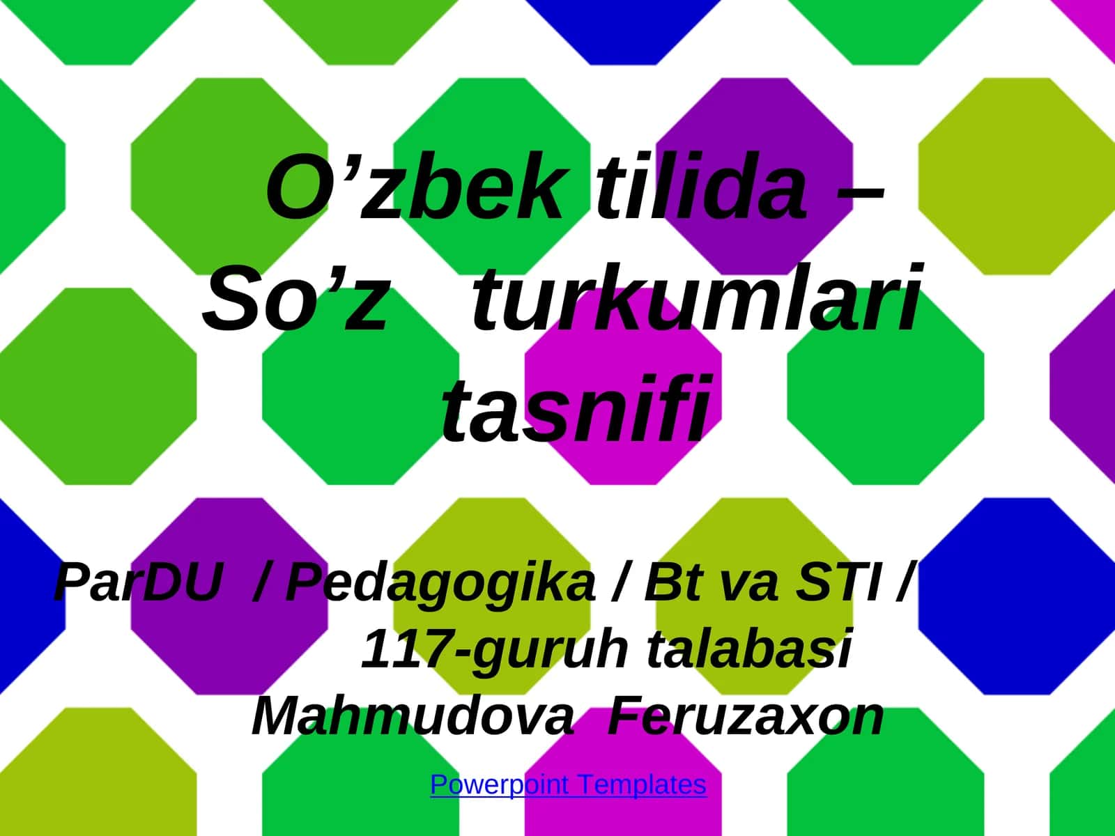 O’zbek tilida – So’z turkumlari tasnifi