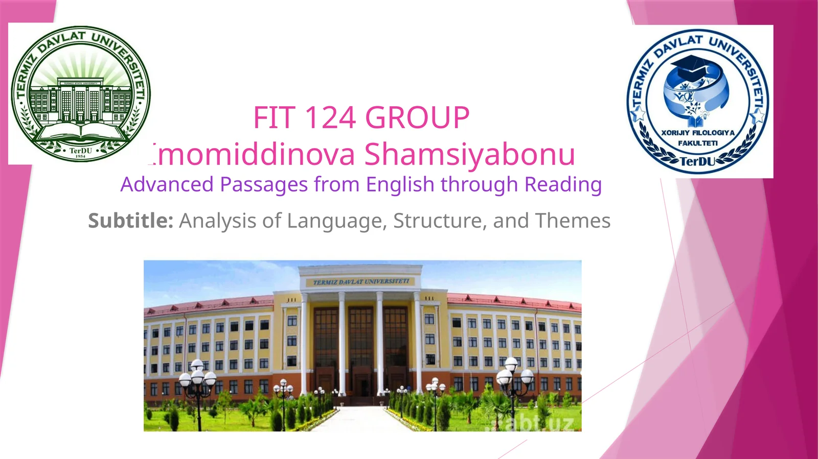 ImomiddinovaShamsiyabonuAdvanced Passages from English through Reading