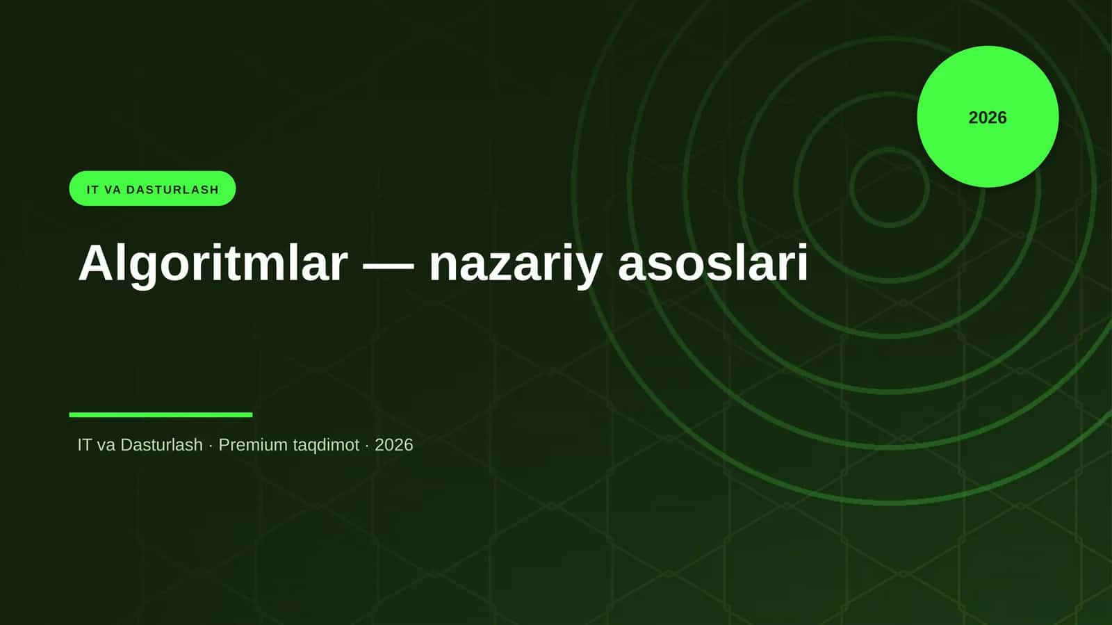 Algoritmlar — nazariy asoslari