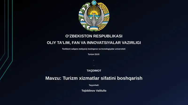 Turizm xizmatlar sifatini boshqarish