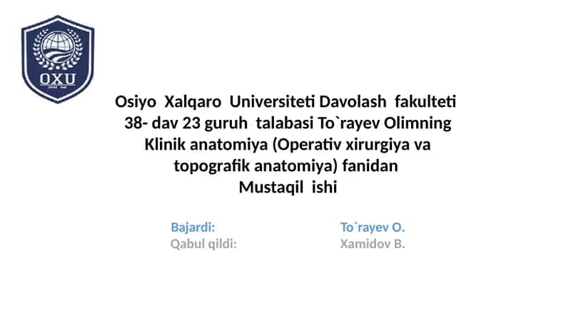 Tibbiyotda ogʼriqsizlantirishning umumiy usullari. Toʼliq tavsiyalar.
