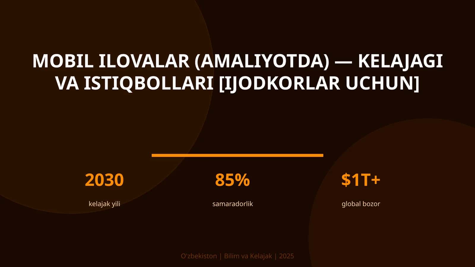 MOBIL ILOVALAR (AMALIYOTDA) — KELAJAGI VA ISTIQBOLLARI [IJODKORLAR UCHUN]