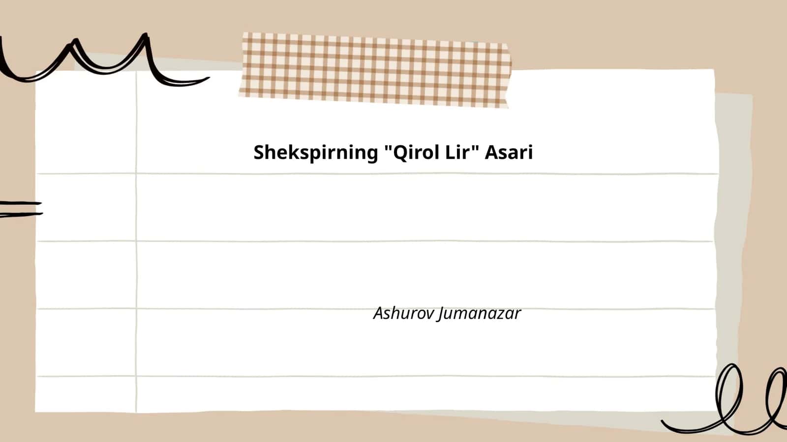 Shekspirning "Qirol Lir" Asari