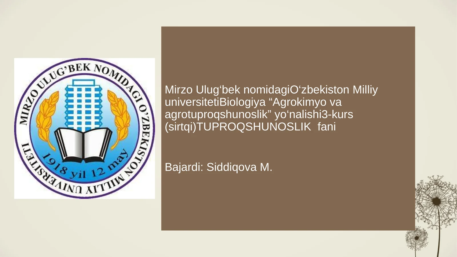 Agrokimyo va agrotuproqshunoslik