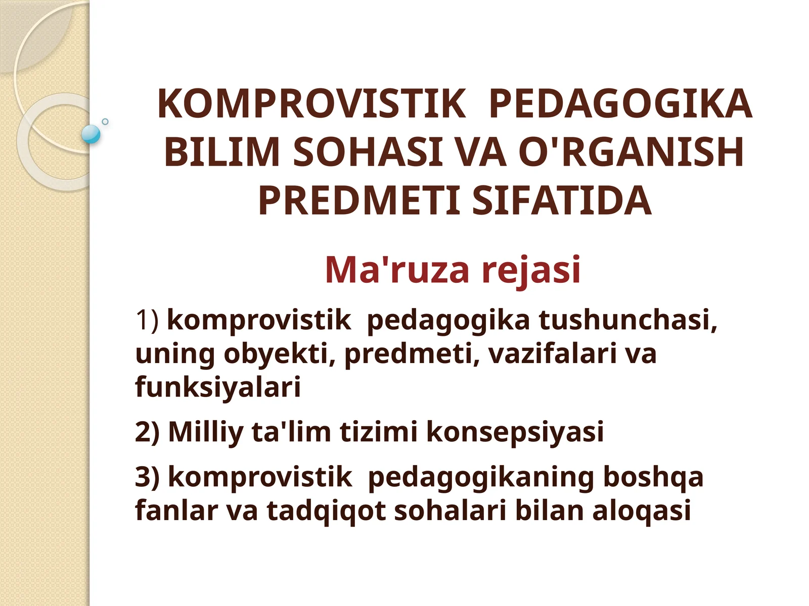 KOMPROVISTIKPEDAGOGIKA BILIM SOHASI VA O'RGANISH PREDMETI SIFATIDA
