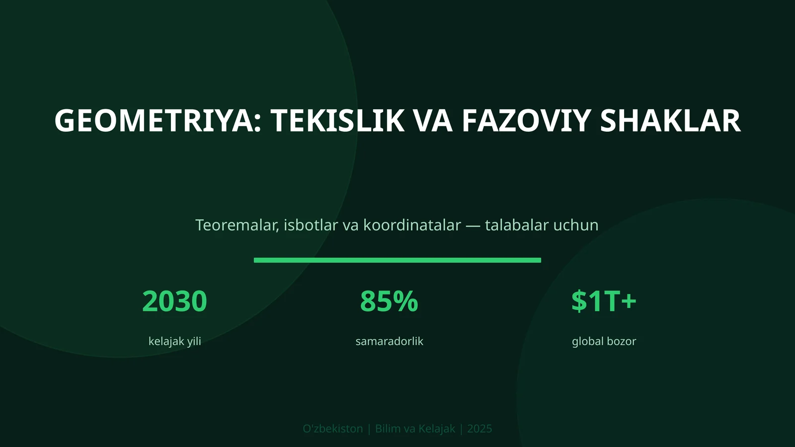 GEOMETRIYA: TEKISLIK VA FAZOVIY SHAKLAR