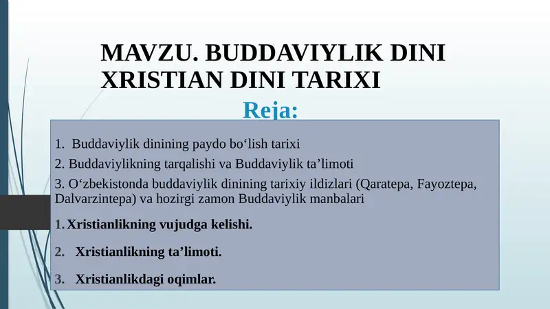 BUDDAVIYLIK DINIXRISTIAN DINI TARIXI