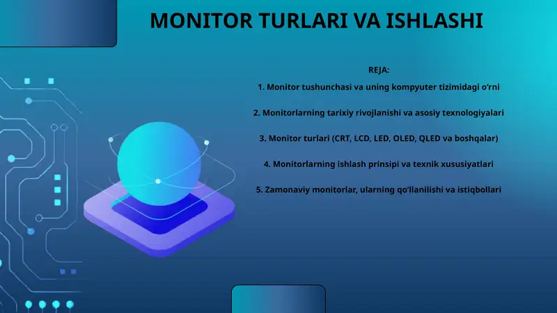 MONITOR TURLARI VA ISHLASHI