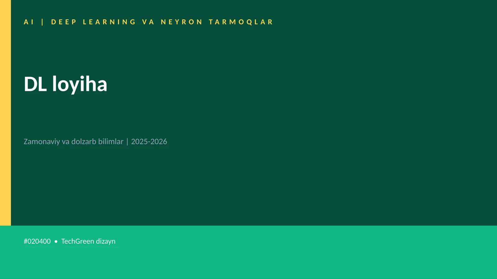 AI | DEEP LEARNING VA NEYRON TARMOQLAR